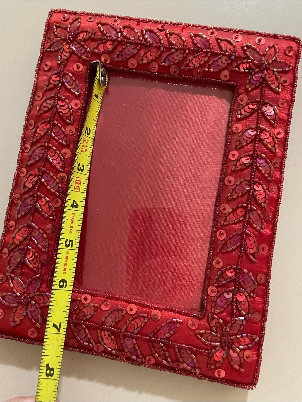 Handmade Red Sequin Embellished 4x6 Photo Frame